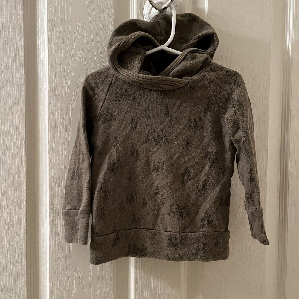 Childhoods Clothing Trademark Raglan Hoodie Trees on Olive Green 18-24 Months